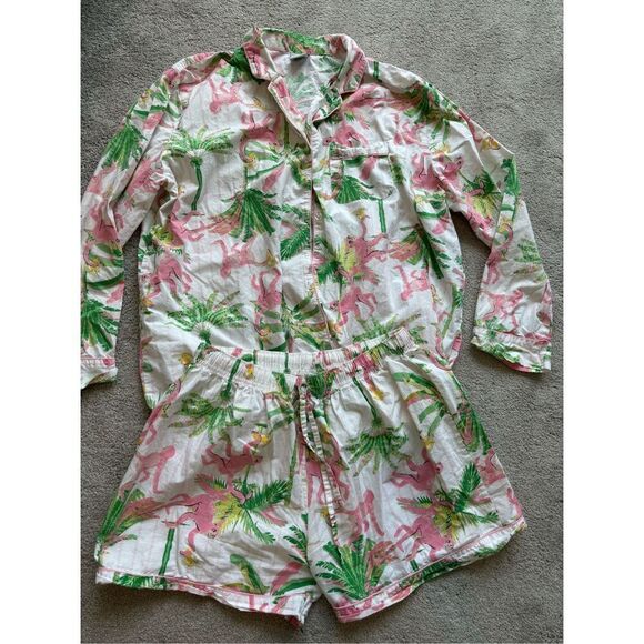 8 Oak Lane Women's Monkeys Long Sleeve Cotton Shorts Set, L/XL $89 B31 - Picture 3 of 8